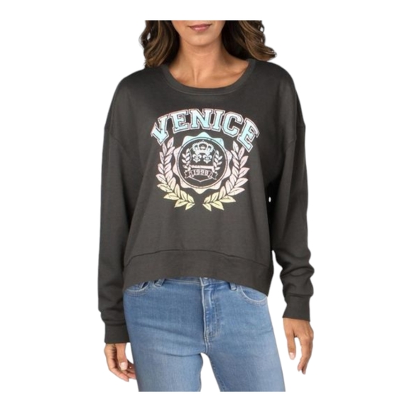 NWT Women's Rebellious One Gray Venice Drop-Shoulder Sweatshirt Size: L - Picture 2 of 7